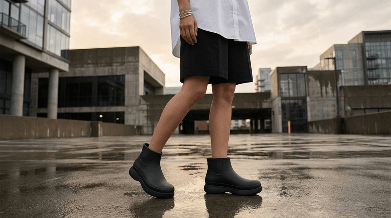 Matthew M. Williams Low Rubber Boot in Black SS26 — summer after-rain editorial